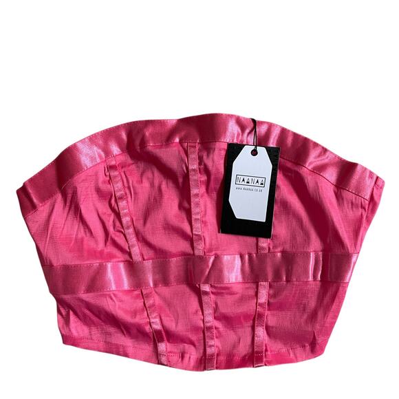 NAANAA Hot Pink Strapless Bandeau Crop Top OS New - Picture 1 of 12